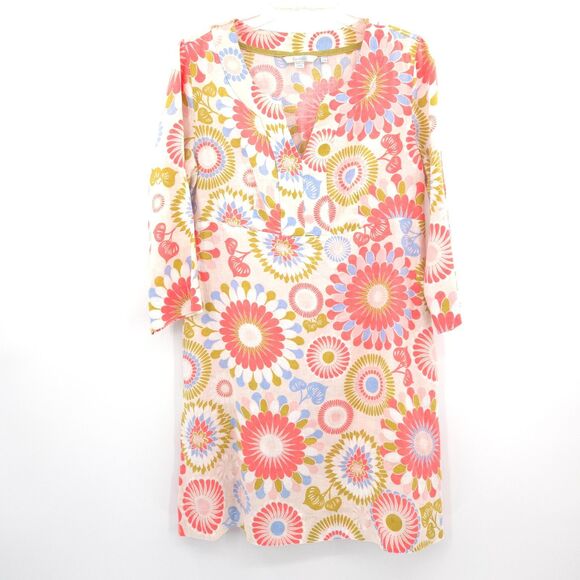 Boden 100% linen kaftan tunic shift dress Size 10 floral beach coastal cruise - Picture 1 of 9